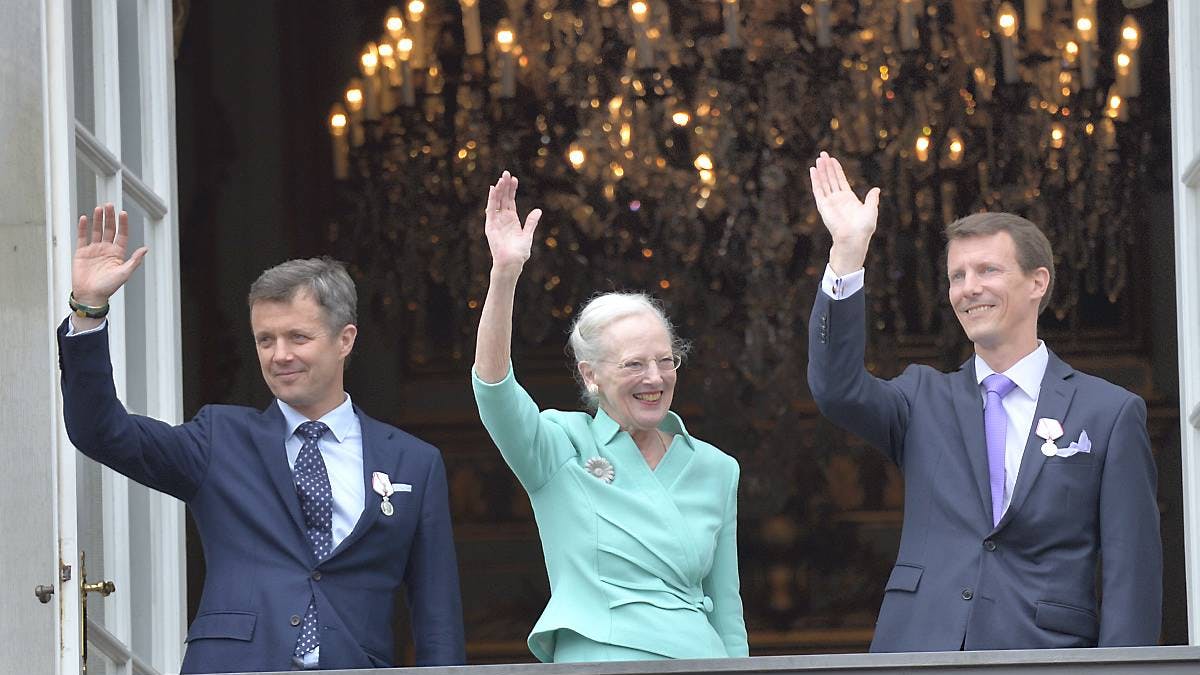 Dronning Margrethe, kronprins Frederik og prins Joachim