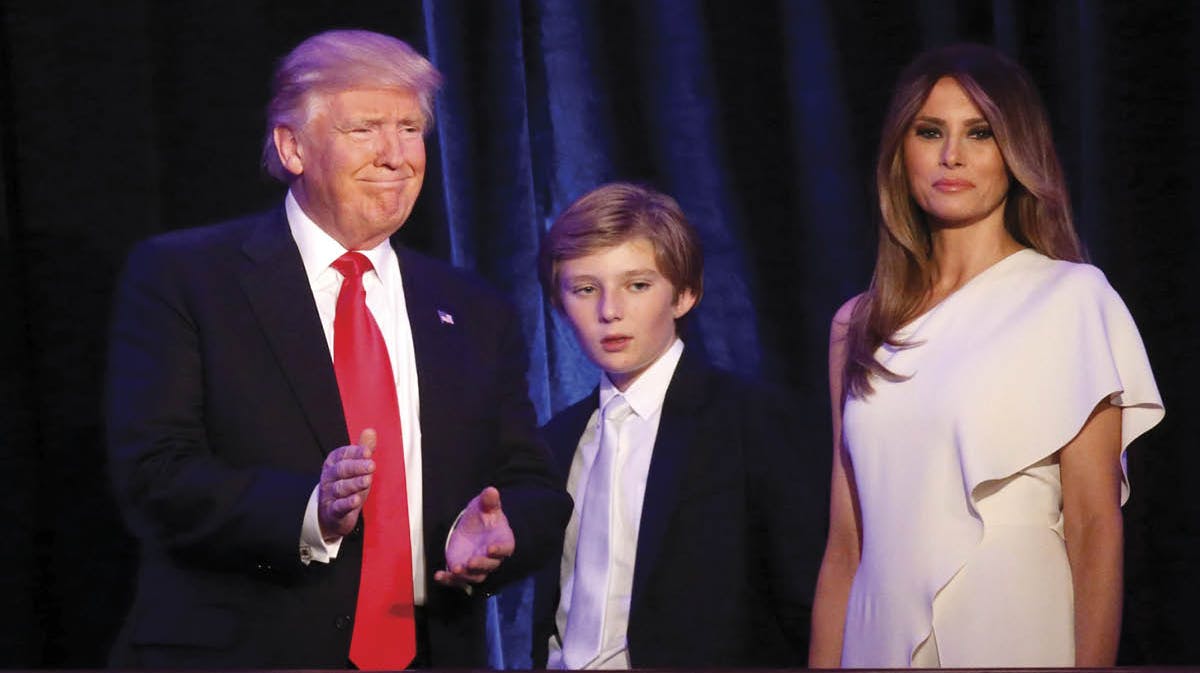 Donald, Barron og Melania Trump