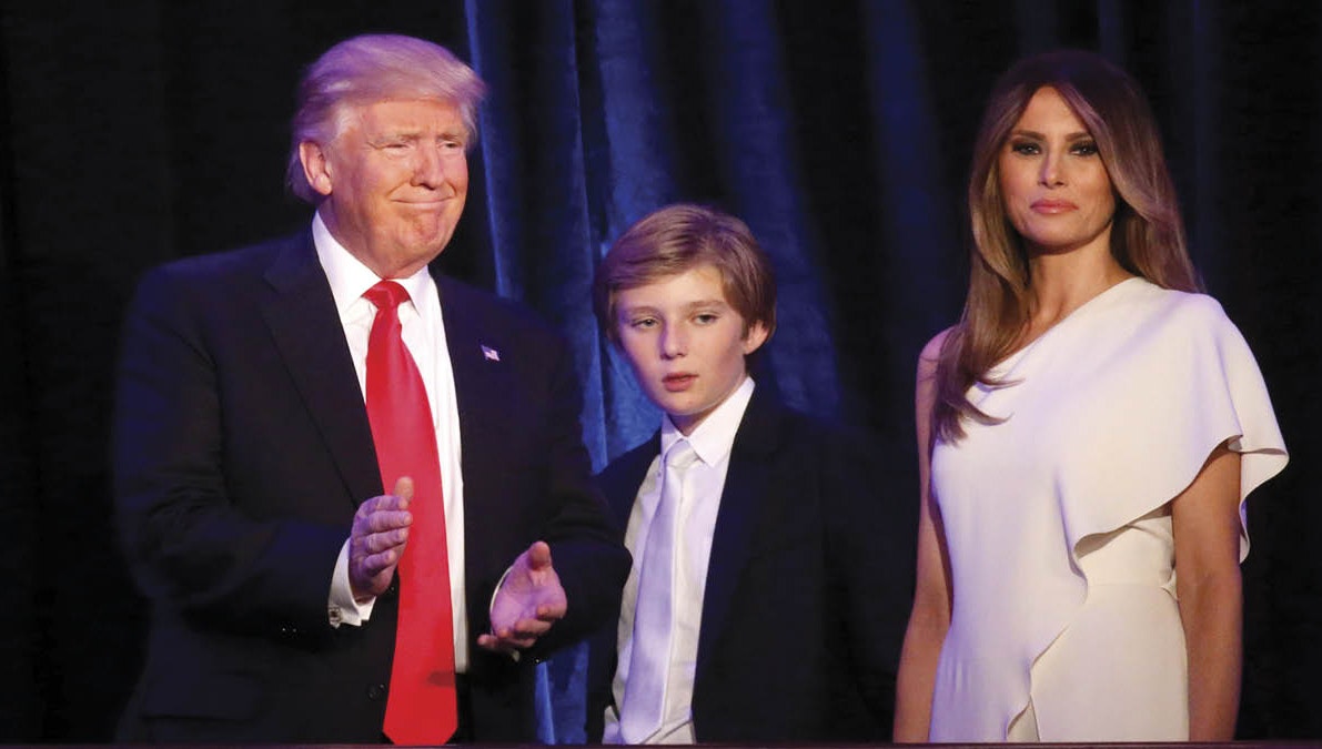 Donald, Barron og Melania Trump