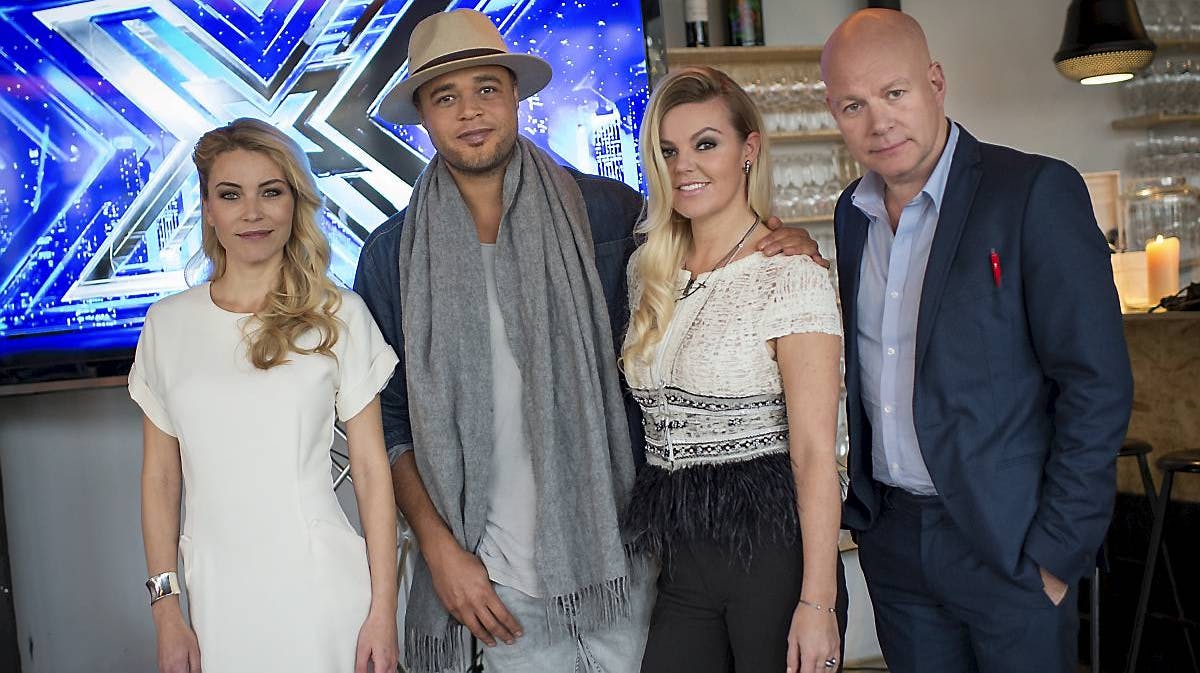 Eva Harlou, Remee, Lina Rafn og Thomas Blachman i "X Factor" 2015.