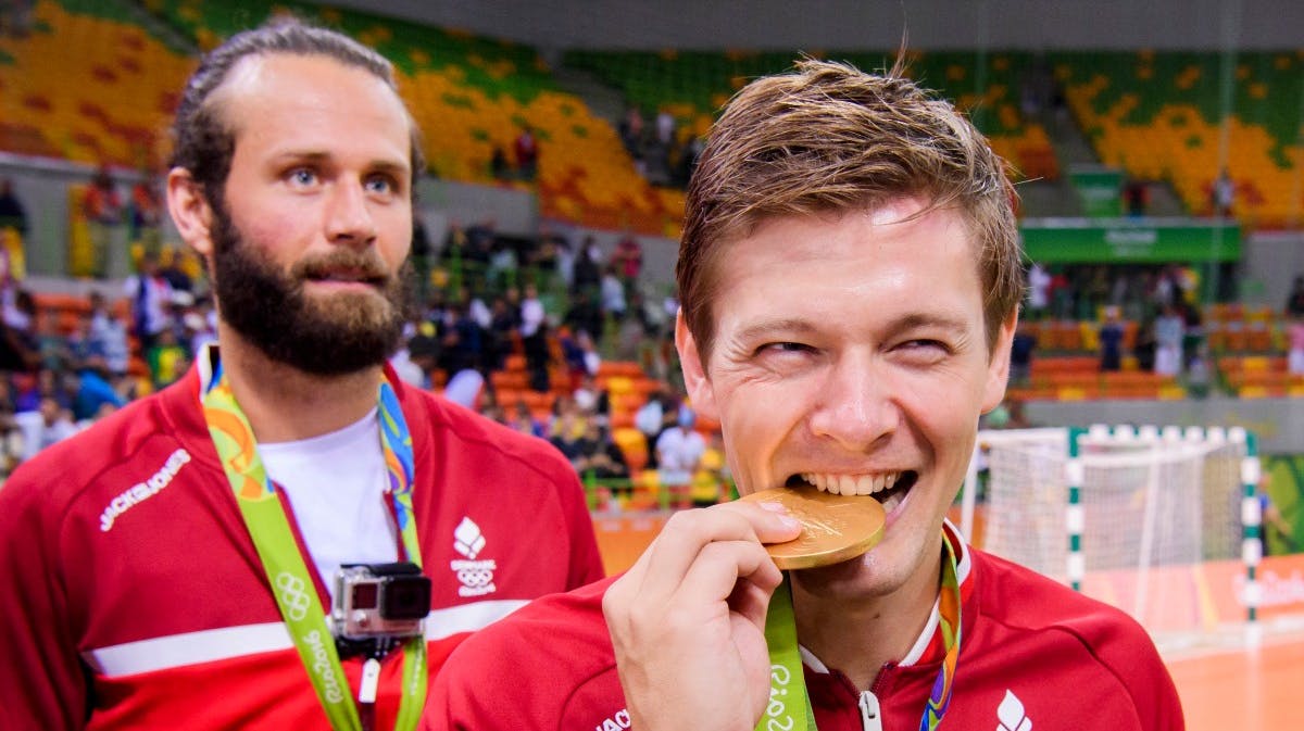 Jesper Nøddesbo og Lasse Svan efter OL-sejren i 2016