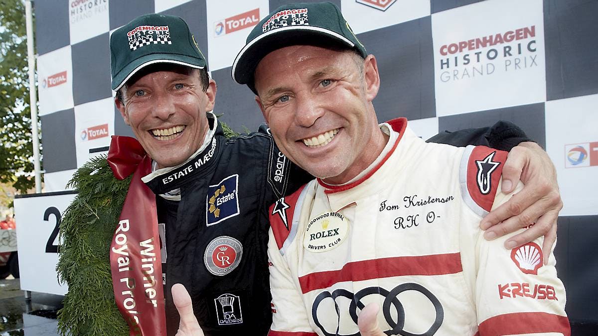 Så glade så duoen prins Joachim og Tom Kristensen ud, da de i 2014 vandt Pro/Am-løbet til Copenhagen Historic Grand Prix.