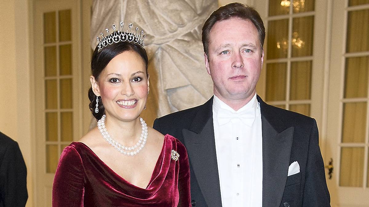 Carina Axelsson og prins Gustav af Berleburg fotograferet ved dronning Margrethes 40-års regeringsjubilæum i 2012.