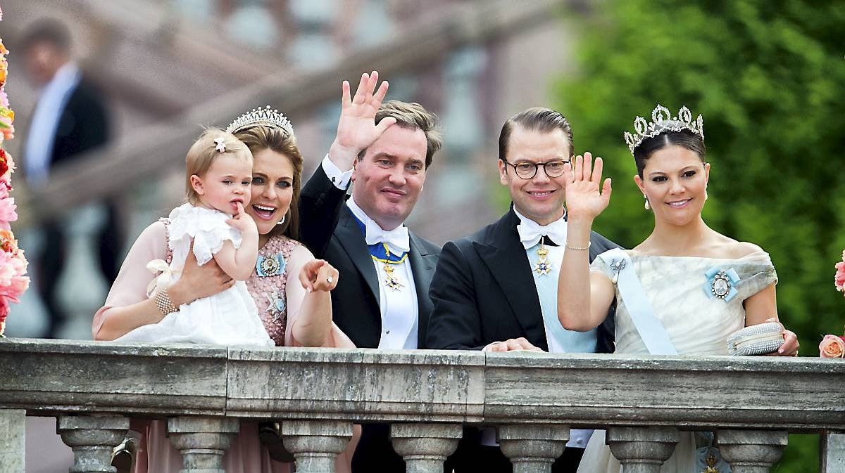 Prinsesse Leonore, prinsesse Madeleine, Chris O'Neill, prins Daniel, kronprinsesse Victoria