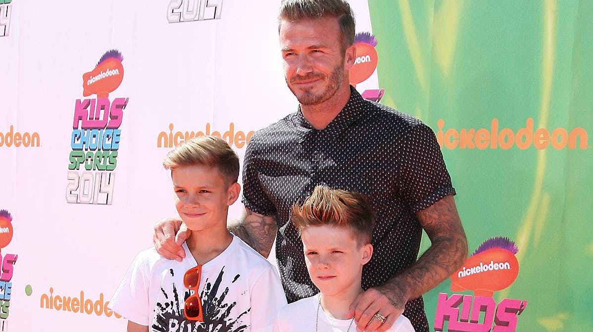 David Beckham med sønnerne Romeo og Cruz.