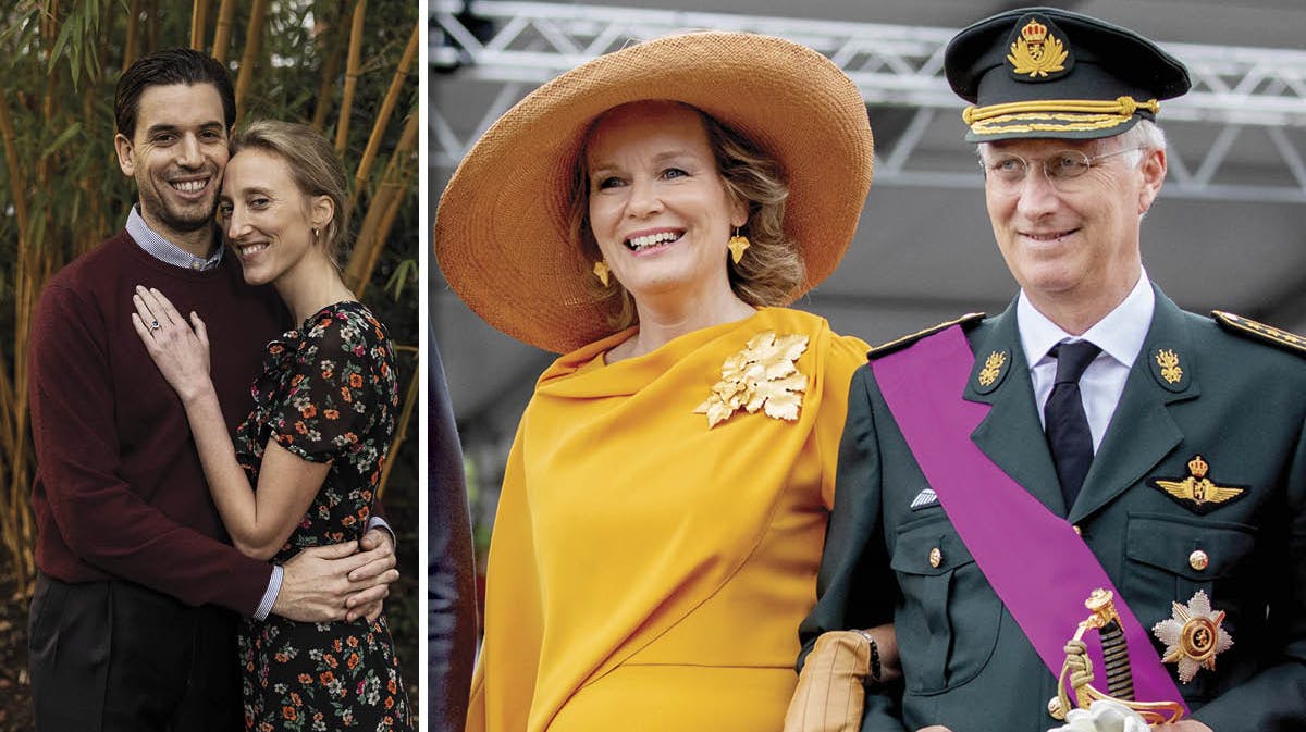 William Isvy og prinsesse Maria Laura. Indsat: Dronning Mathilde og kong Philippe.