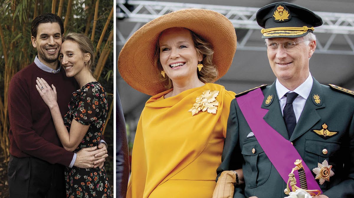 William Isvy og prinsesse Maria Laura. Indsat: Dronning Mathilde og kong Philippe. 