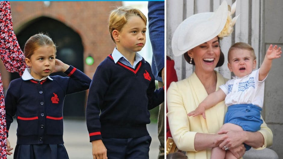 Prinsesse Charlotte, prins George, hertuginde Catherine og prins Louis