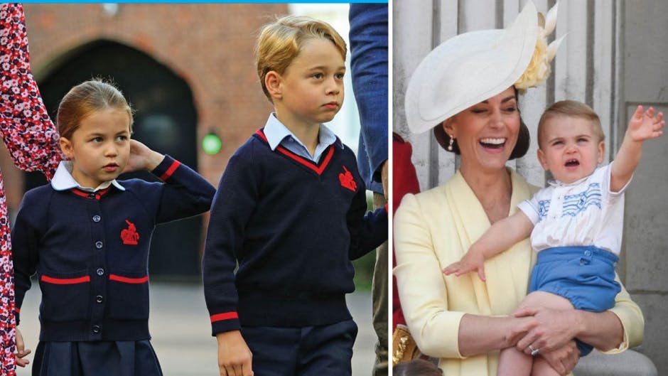 Prinsesse Charlotte, prins George, hertuginde Catherine og prins Louis
