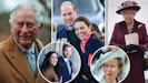 Prins Charles, hertuginde Meghan, prins Harry, prins William, hertuginde Catherine, prinsesse Anne og dronning Elizabeth.