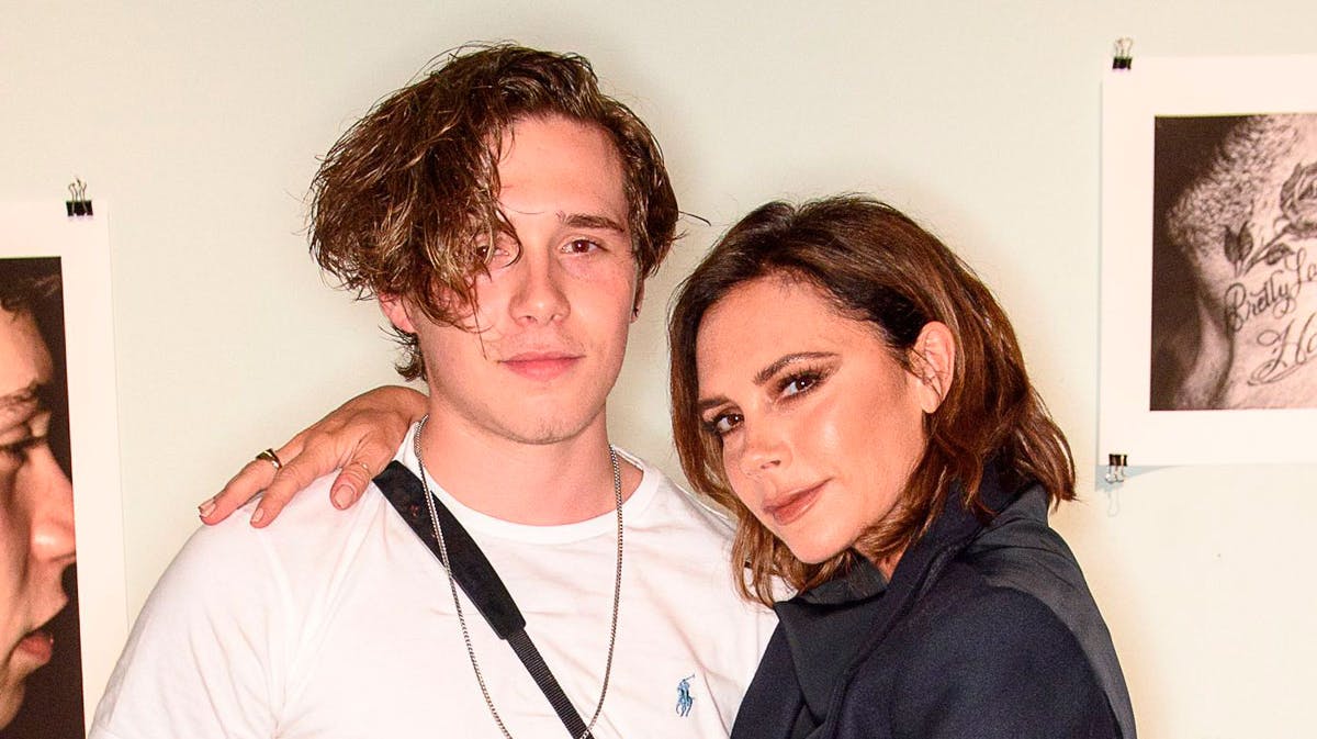 Brooklyn og Victoria Beckham.