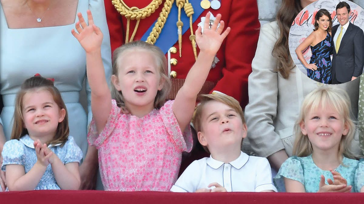 Prinsesse Charlotte, Savannah Phillips, prins George, Isla Phillips, prinsesse Eugenie, Jack Brooksbank