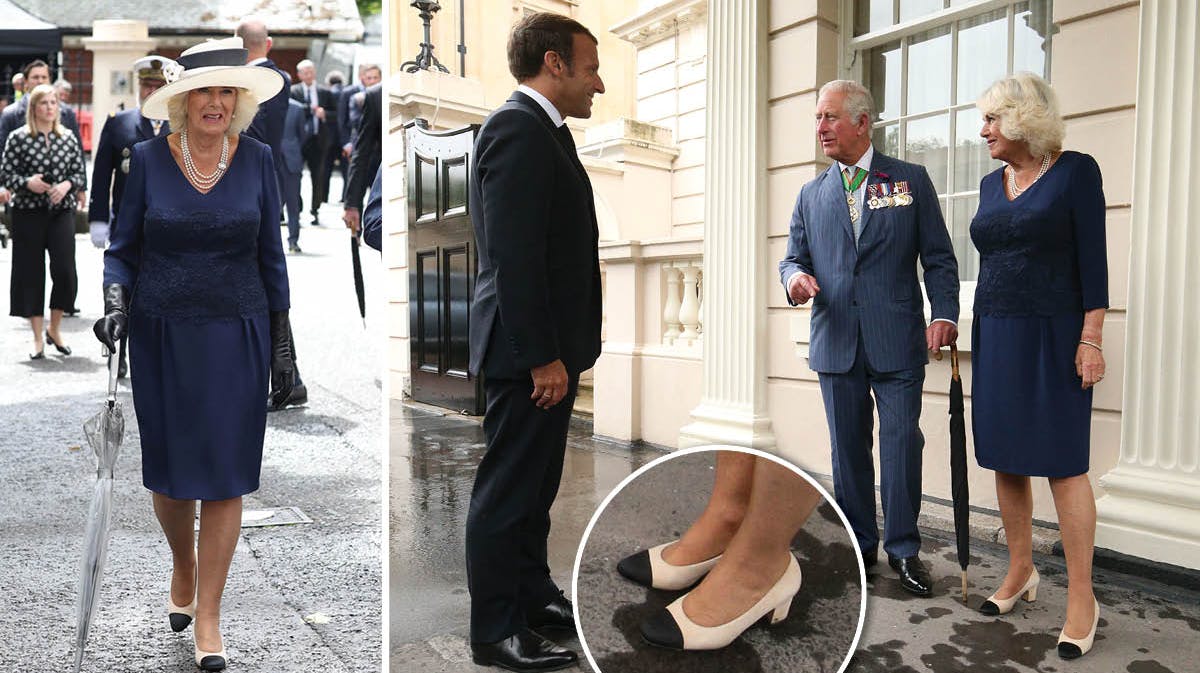 Hertuginde Camilla, præsident Macron og prins Charles.