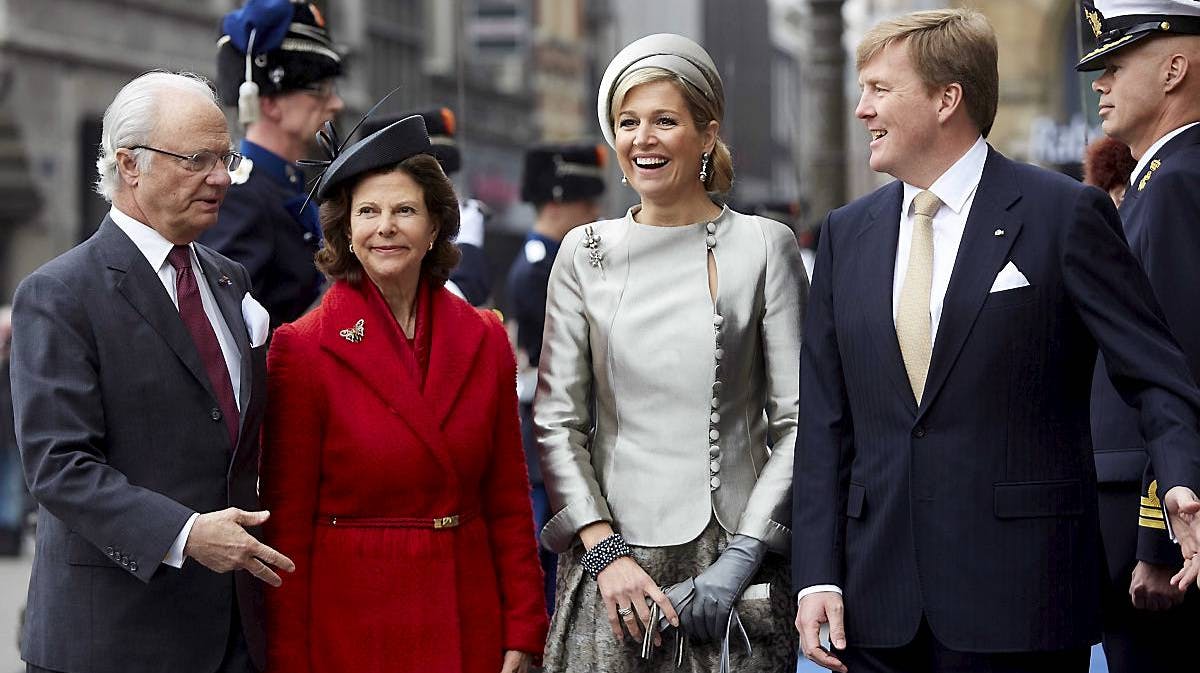Kong Carl Gustaf, dronning Silvia, dronning Maxima og kong Willem-Alexander.