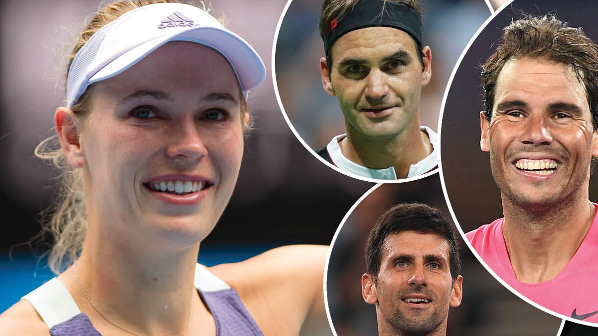 Caroline Wozniacki, Roger Federer, Novak Djokovic og Rafael Nadal
