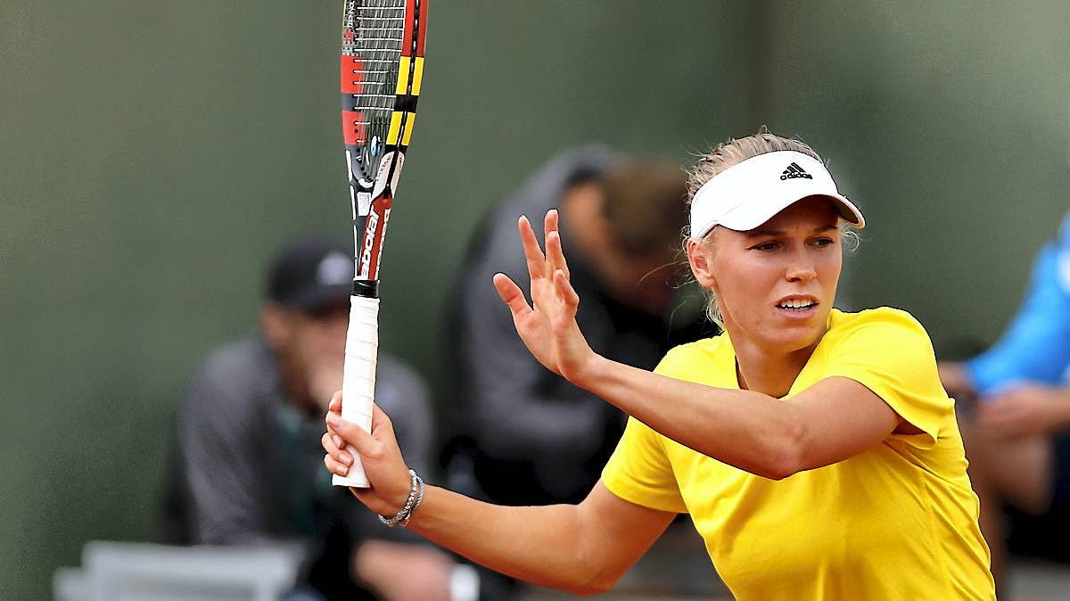 Caroline Wozniacki i Paris under træning til French Open 2014.