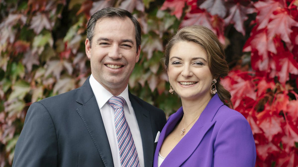 Arvestorhertug Guillaume og arvestorhertuginde Stephanie. 