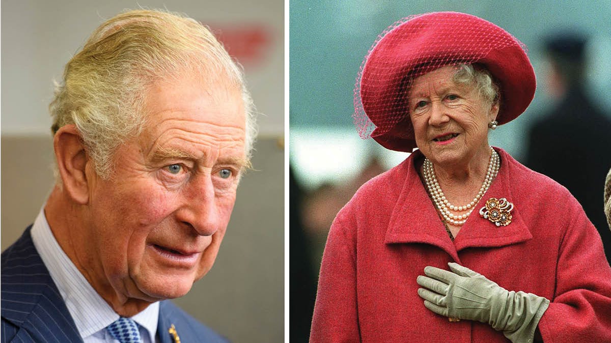 Prins Charles og dronningemoderen, dronning Elizabeth.