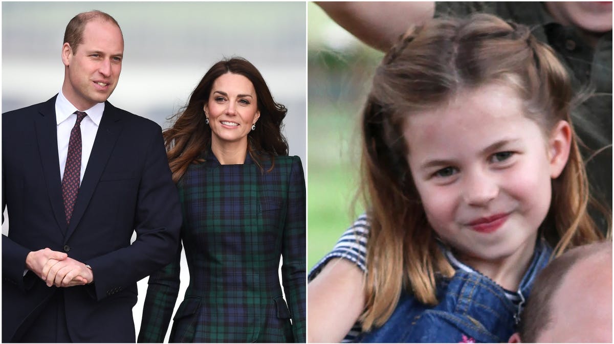 Prins William, hertuginde Kate og prinsesse Charlotte.