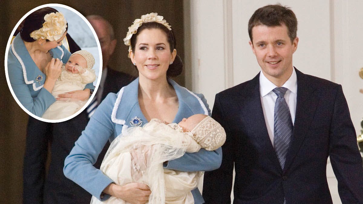 Kronprins Frederik og kronprinsesse Mary med lille prins Christian.&nbsp;