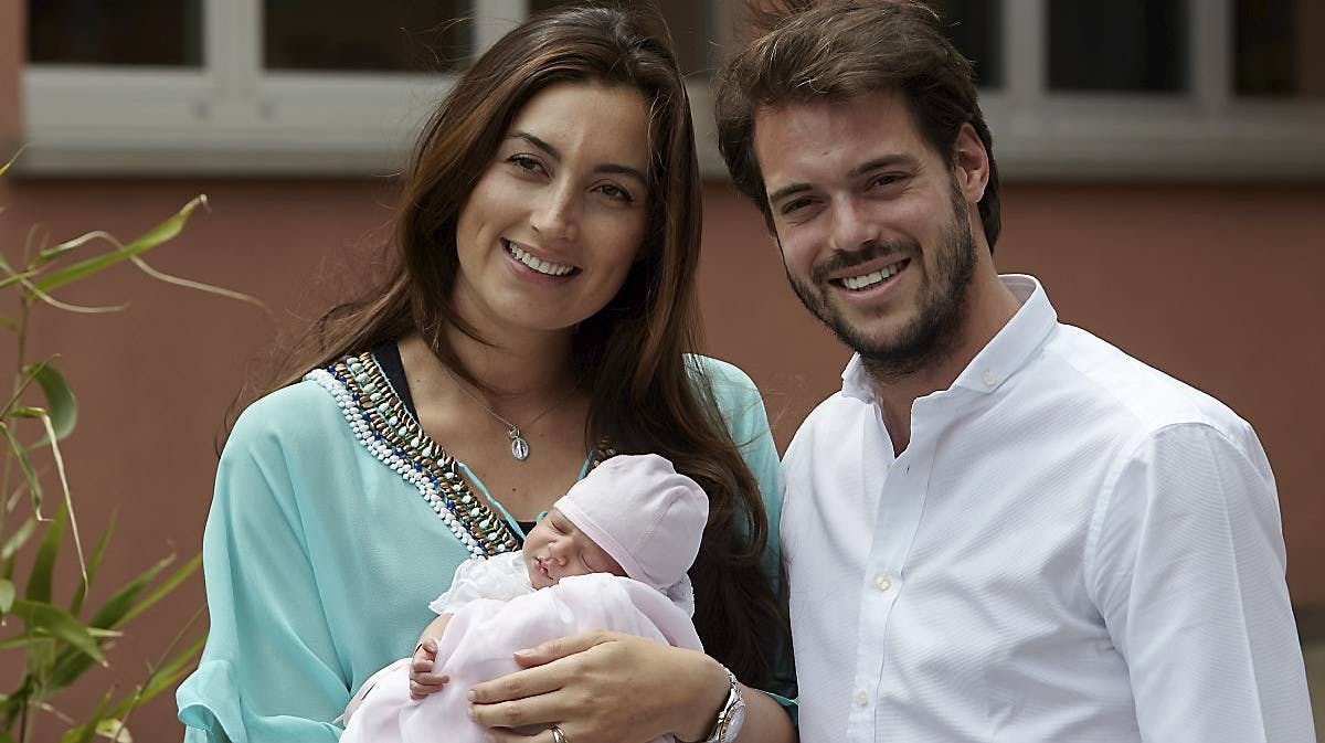 Prinsesse Claire og prins Félix af Luxembourg med datteren prinsesse Amalia.