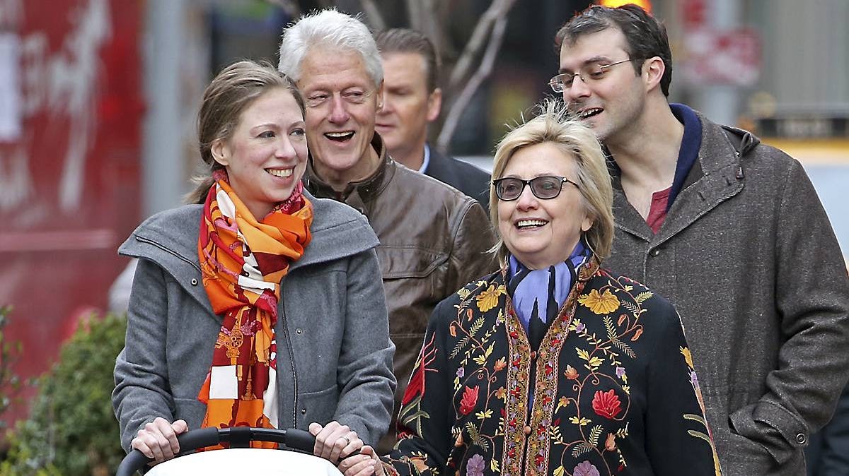 Bill Clinton, Chelsea Clinton, Hillary Clinton og Marc Mezvinsky.