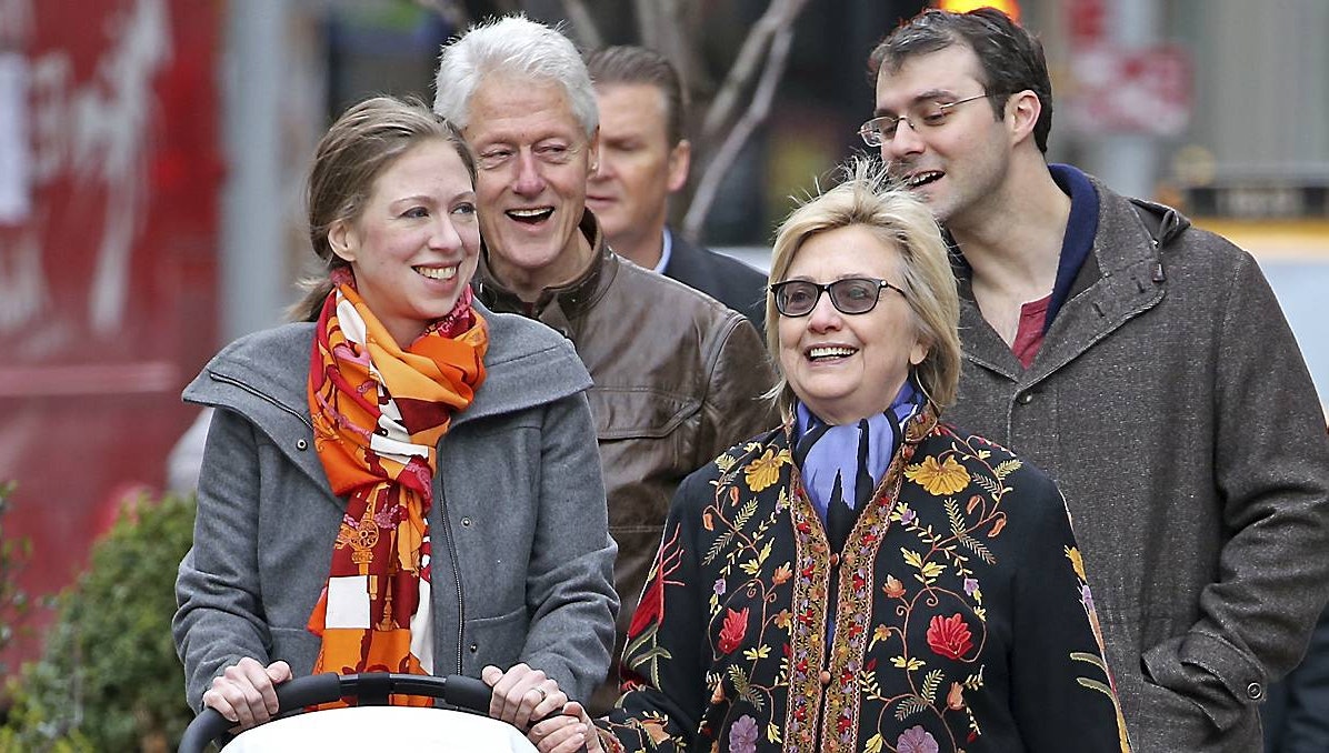 Bill Clinton, Chelsea Clinton, Hillary Clinton og Marc Mezvinsky.