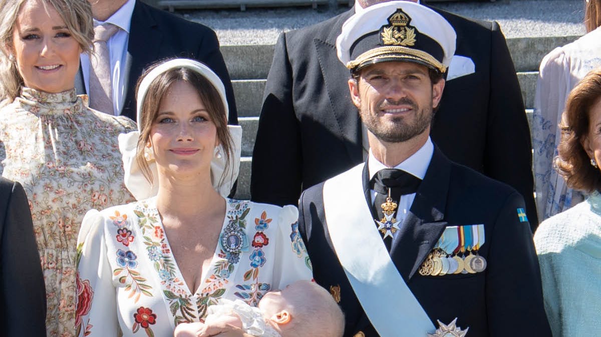 Prinsesse Sofia og prins Carl Philip til prins Julians dåb. 