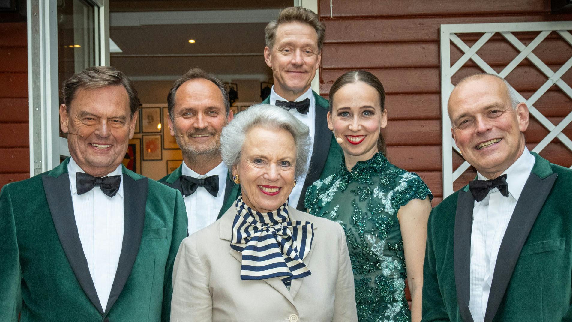 Prinsesse Benedikte med Ulf Pilgaard, Niels Ellegaard, Henrik Lykkegaard, Merete Mærkedahl og Niels Olsen.