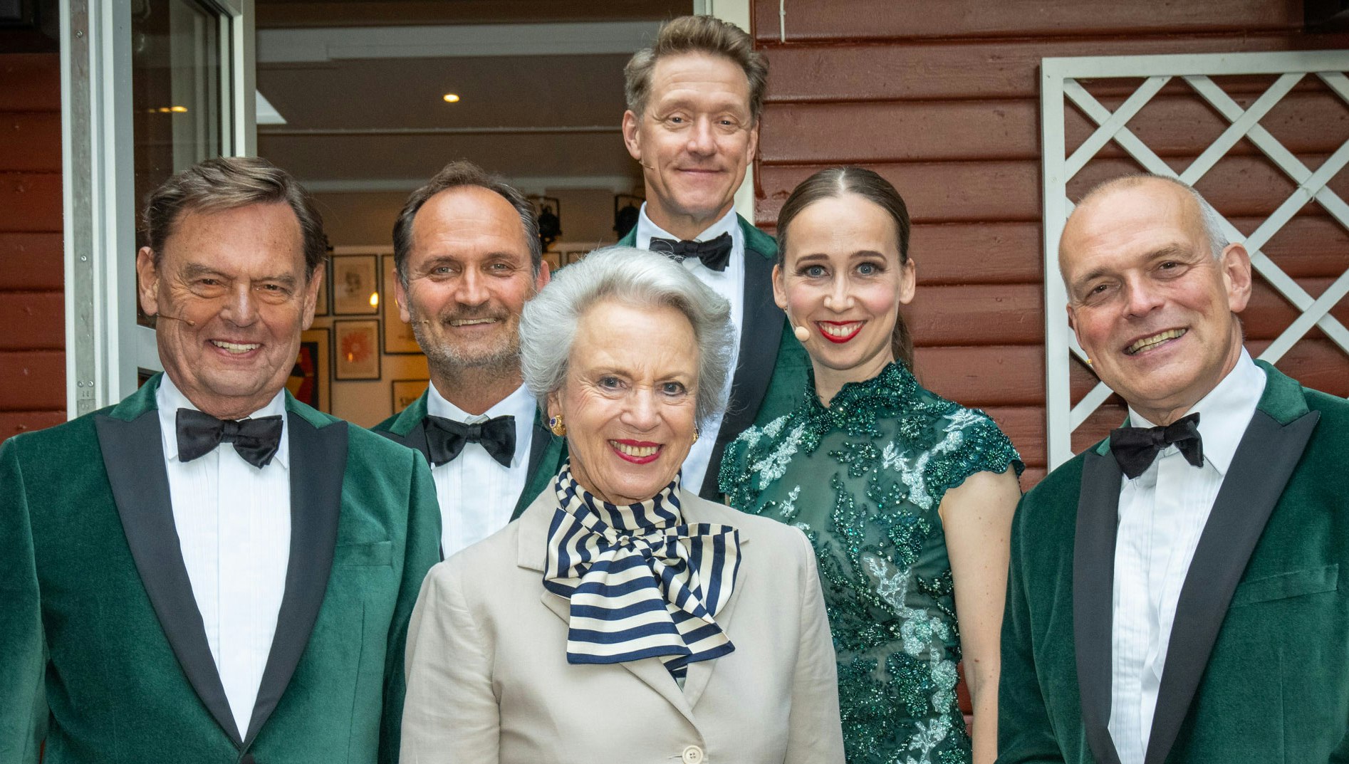 Prinsesse Benedikte med Ulf Pilgaard, Niels Ellegaard, Henrik Lykkegaard, Merete Mærkedahl og Niels Olsen.