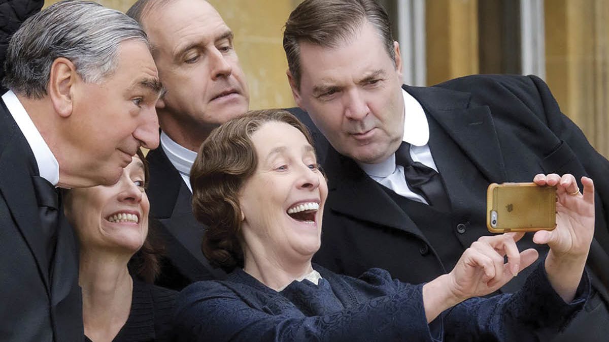 Højt humør under optagelserne af "Downton Abbey".