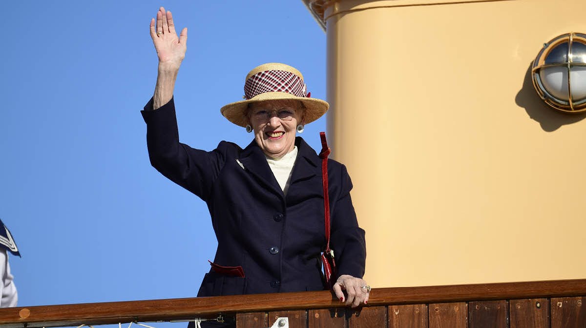 Dronning Margrethe på kongeskibet.&nbsp;