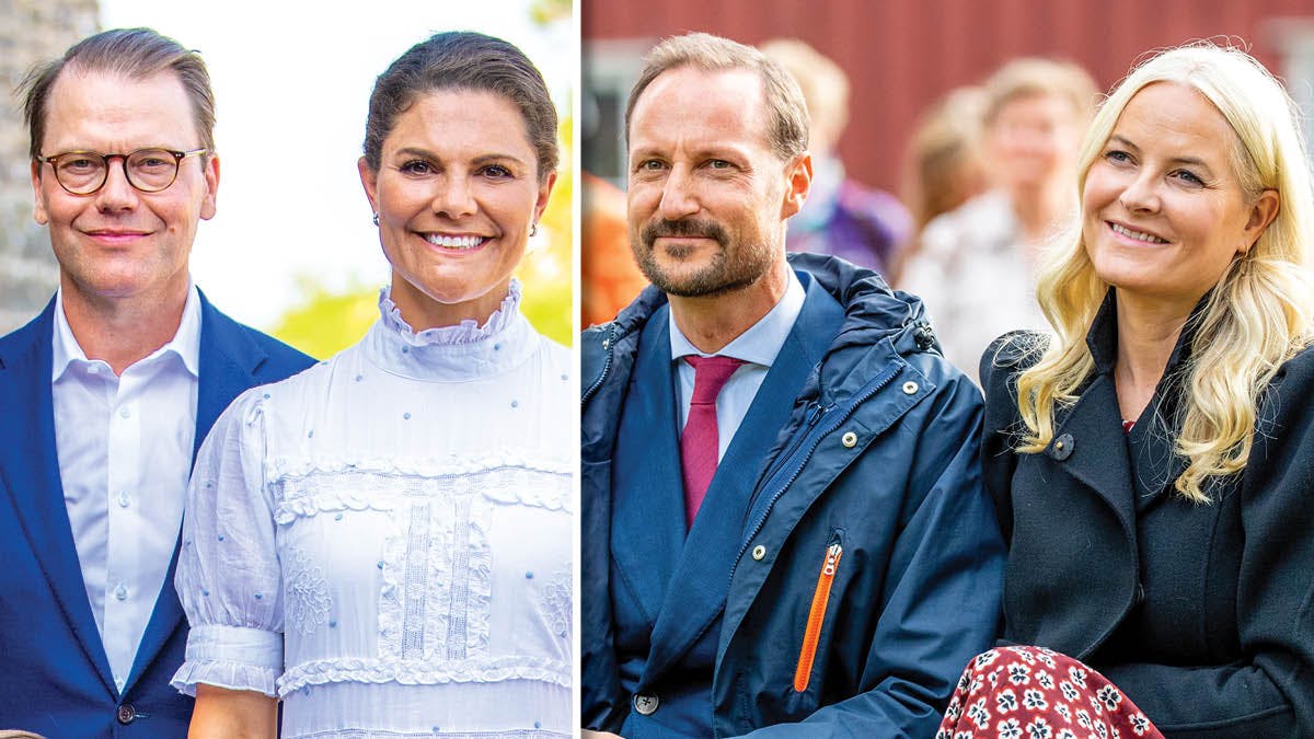 Prins Daniel og kronprinsesse Victoria, kronprins Haakon og kronprinsesse Mette-Marit.