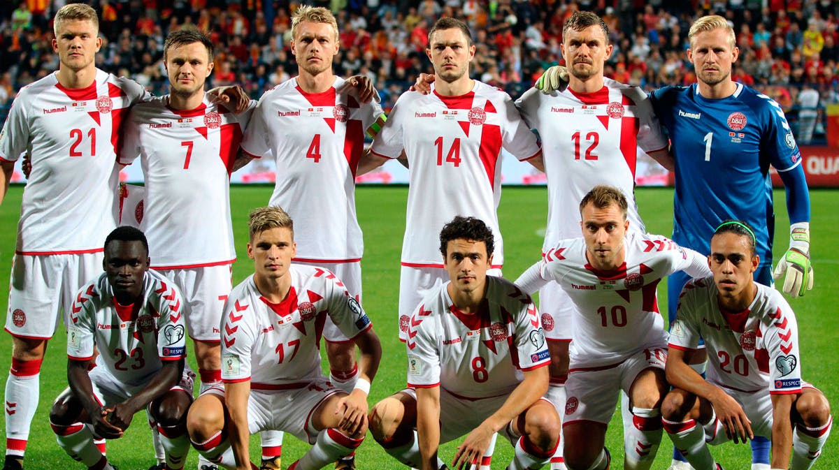 Det danske landshold til VM-kvalifikationskampen mod Montenegro 5. oktober 2017.