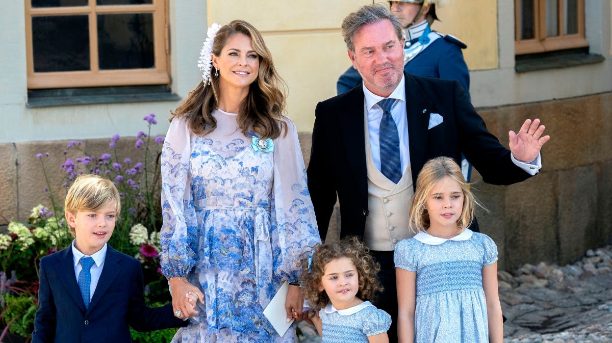 Prinsesse Madeleine og Christopher O'Neill samt parrets tre børn, prins Nicolas, prinsesse Adrienne og prinsesse Leonore. 