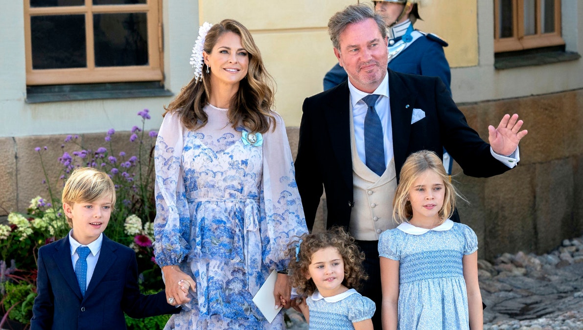 Prinsesse Madeleine og Chris O&#39;Neill med børnene Nicolas, Adrienne og Leonore.&nbsp;