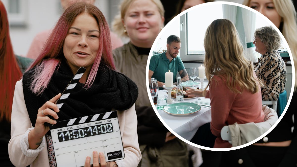 Kamilla Bech og Nicolai Groes med familie i "Kærlighed hvor kragerne vender"