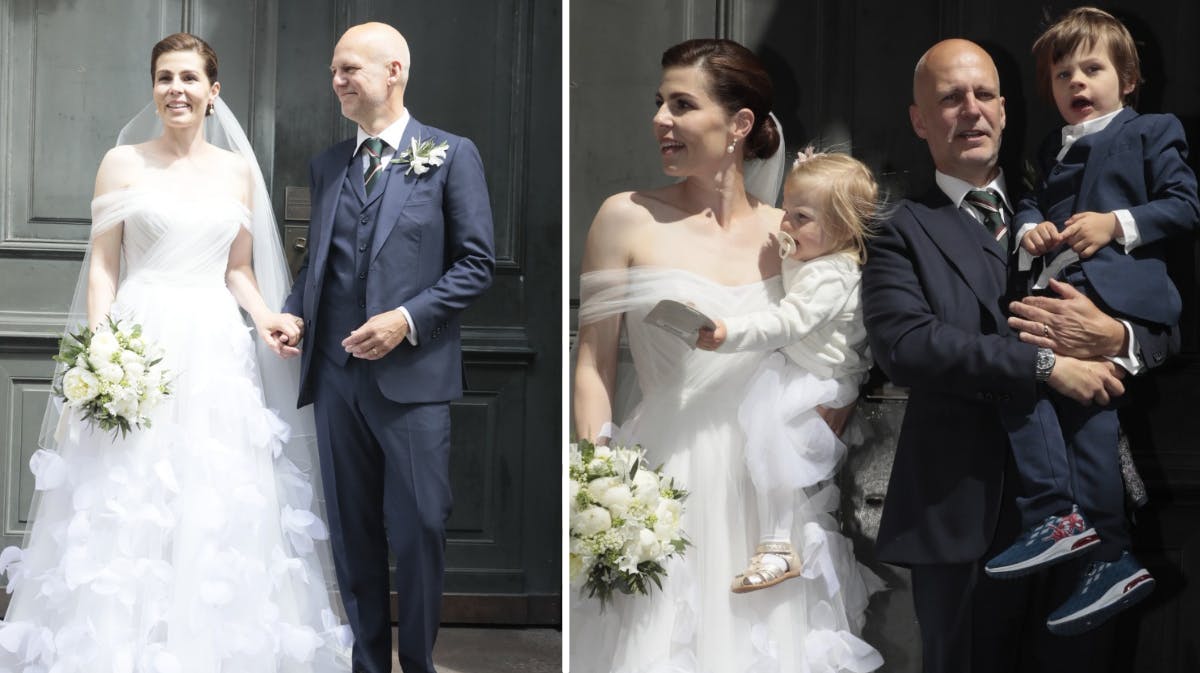 Cecilie Stenspil og Troels Lyby samt deres fælles børn Samuel og Ellinor