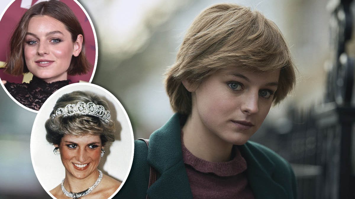Emma Corrin som prinsesse Diana i "The Crown" og prinsesse Diana.