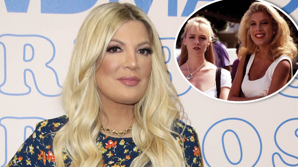 Tori Spelling i 2020. Indsat: Jennie Garth og Tori Spelling i "Beverly Hills 90210".