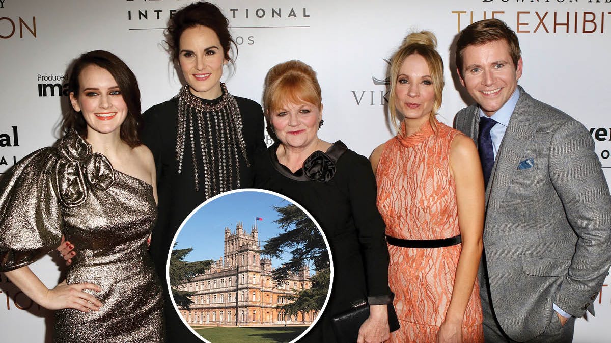 Sophie McShera, Michelle Dockery, Lesley Nicol, Joanne Froggatt og Allen Leech fra &quot;Downton Abbey&quot;.