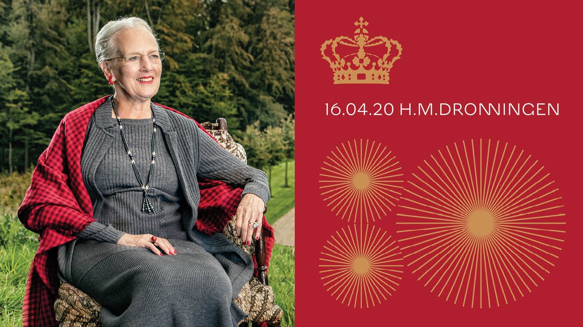 Nyt logo udsendt af kongehuset i anledning af dronning Margrethes 80-års fødselsdag den 16. april 2020.