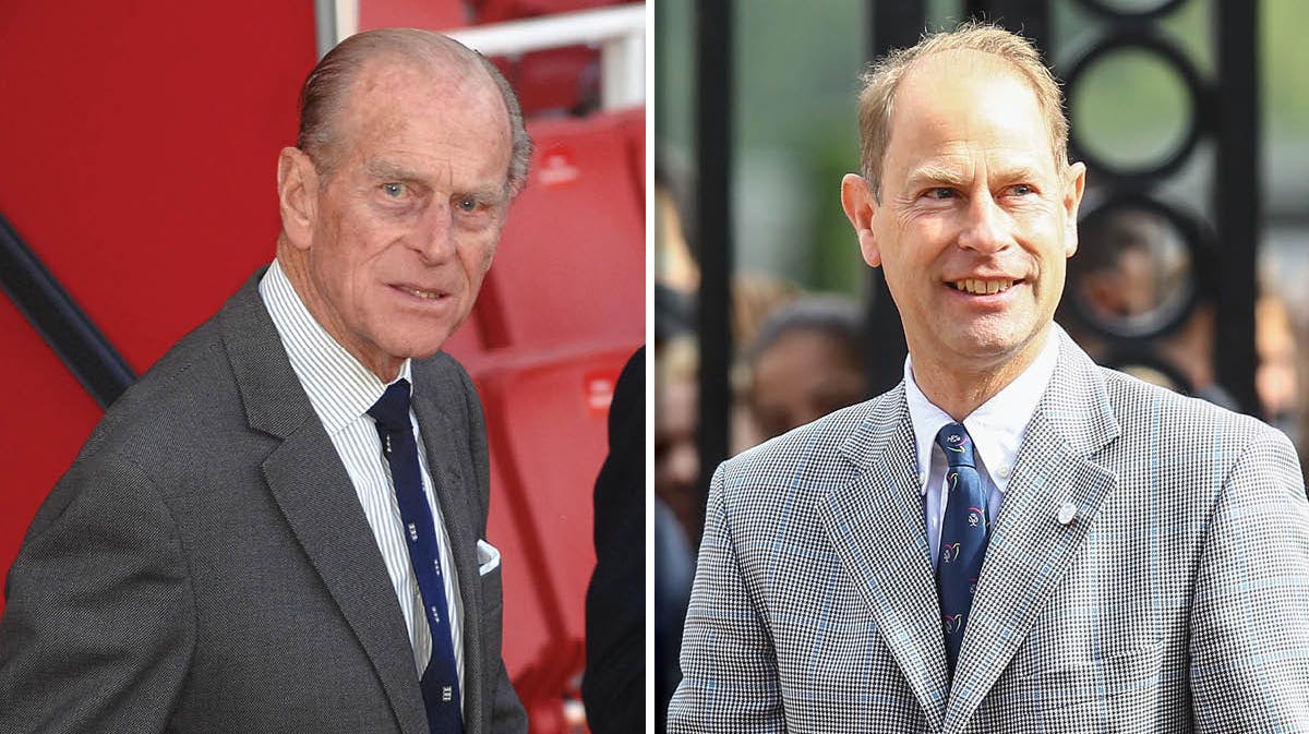 Fotomontage af arkivfotos. Prins Philip og prins Edward. 