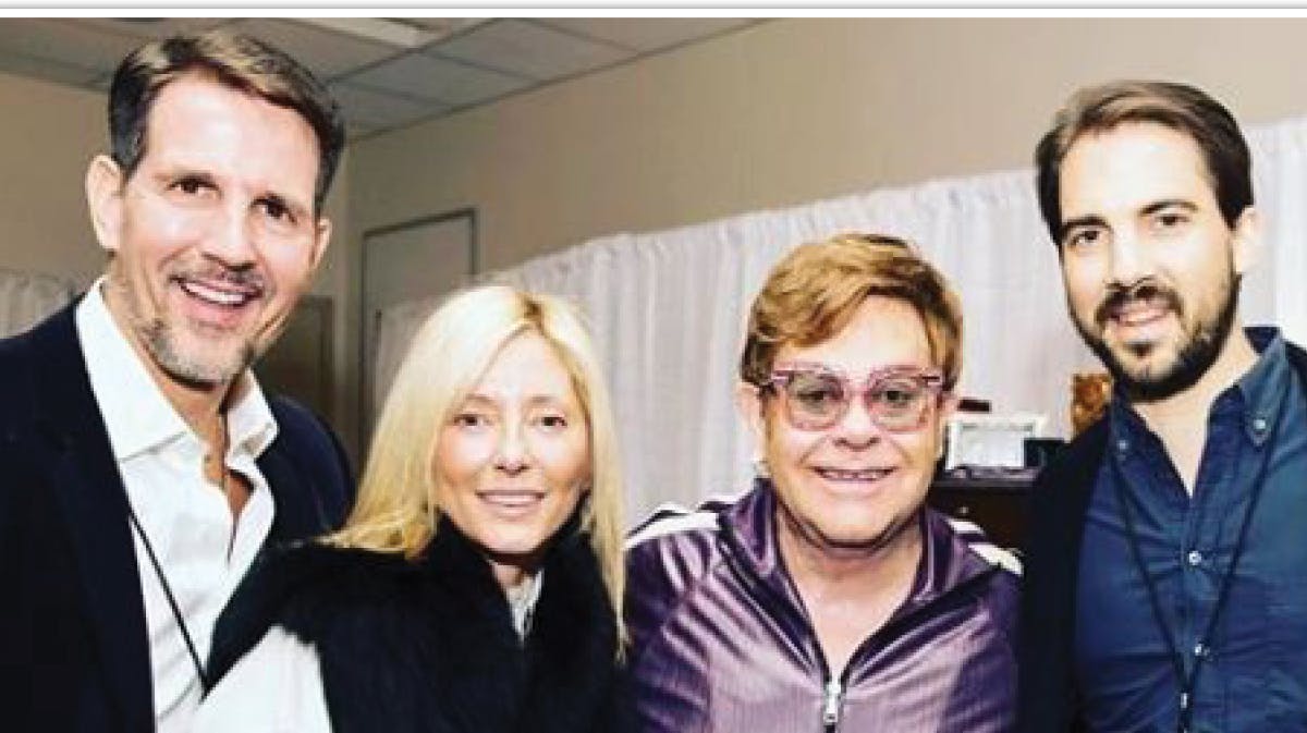 Kronprins Pavlos, kronprinsesse Marie-Chantal, Elton John, prins Philippos