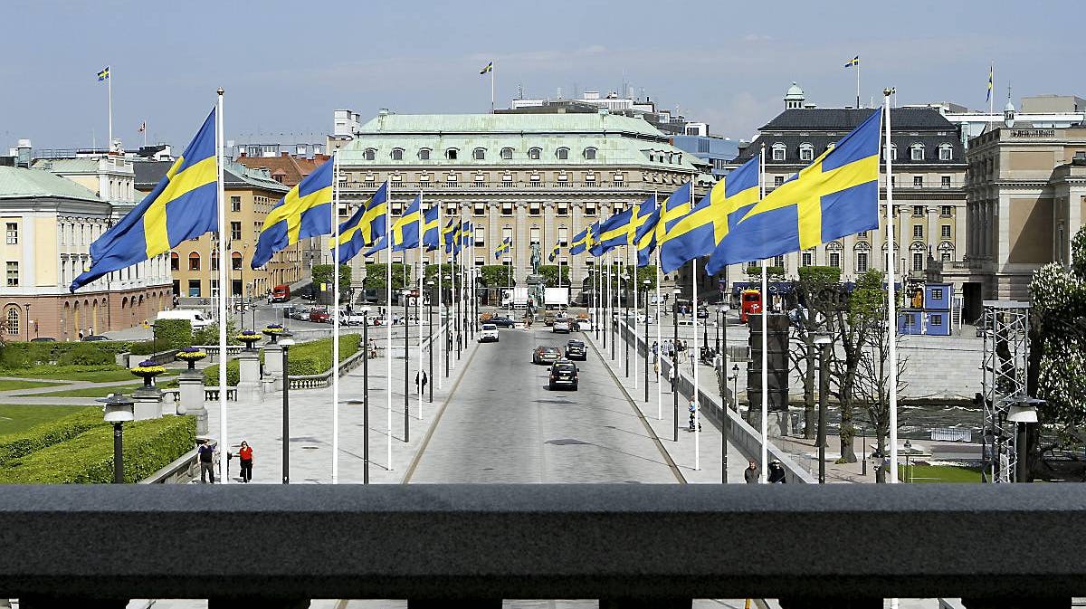 Flag i Stockholm ved prinsesse Estelles dåb i maj 2012.