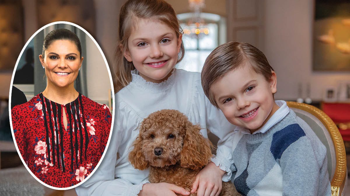 Fotomontage: Prinsesse Estelle og prins Oscar. Indsat: Kronprinsesse Victoria.