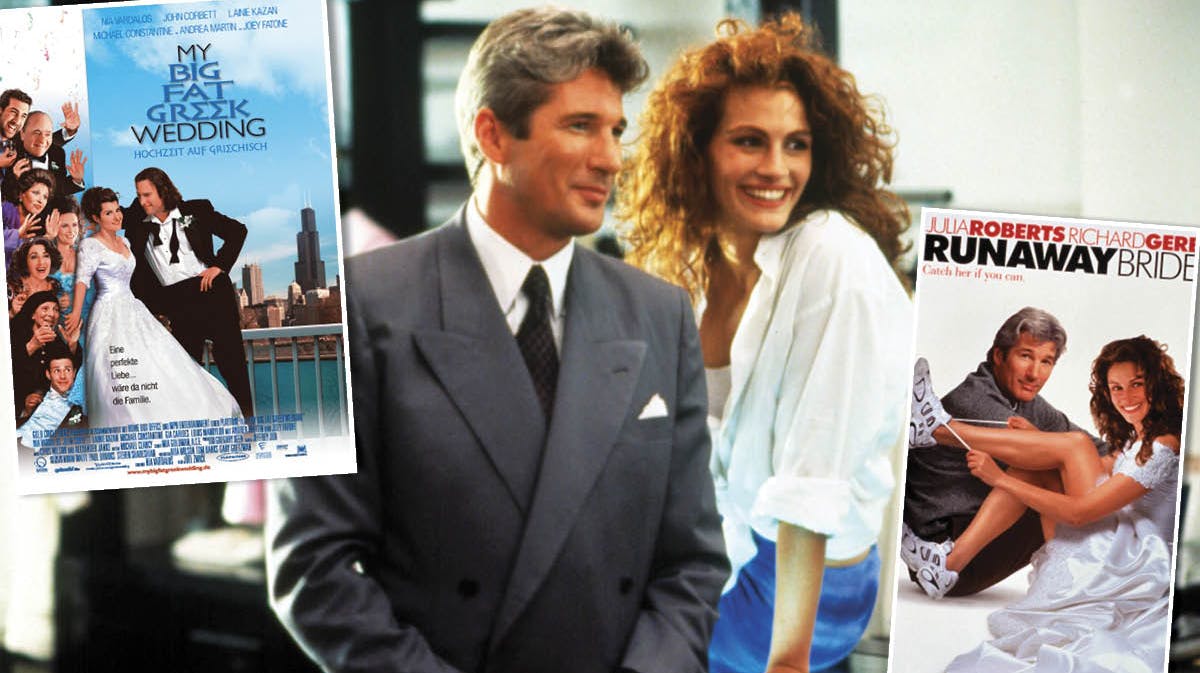 Richard Gere og Julia Roberts i "Pretty Woman". Indsat: "My Big Fat Greek Wedding" og "Runaway Bride".