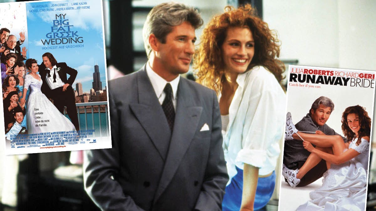 Richard Gere og Julia Roberts i "Pretty Woman". Indsat: "My Big Fat Greek Wedding" og "Runaway Bride". 