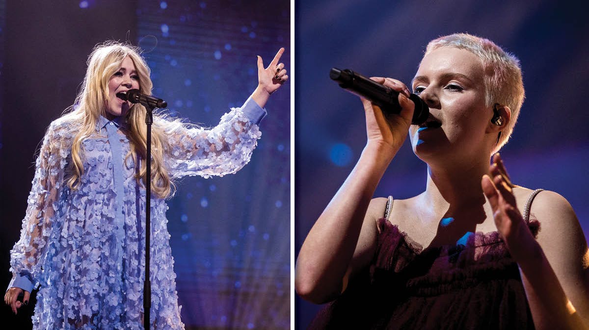 Nikoline og Solveig i "X Factor"-finalen 2021. 