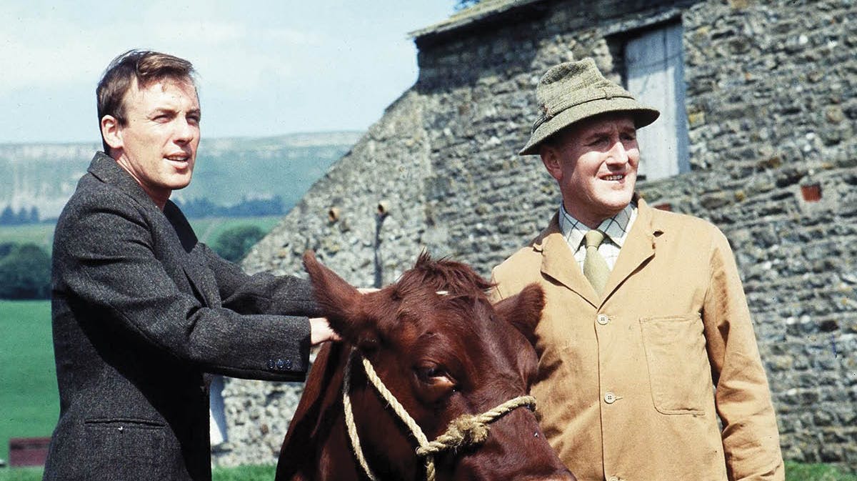 Den unge James Herriot (Christopher Timothy) med sin chef, Siegfried Farnon (Robert Hardy)